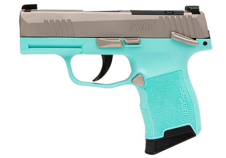 SIG SAUER P365-380 MS HGA 380 AUTO 3.1IN BBL XR3 NICKEL SLIDE TURQUOISE POLY GRIP 2-10RD MAGS OR